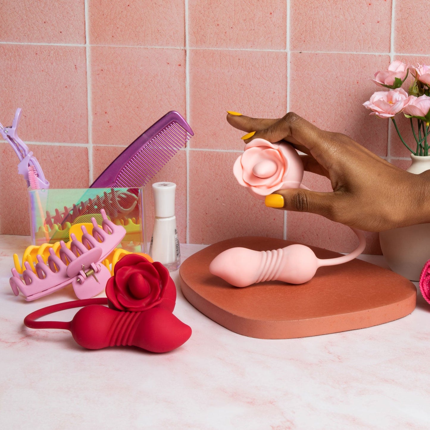 Rose Vibrator Tongue Licking Oral Sex Toy