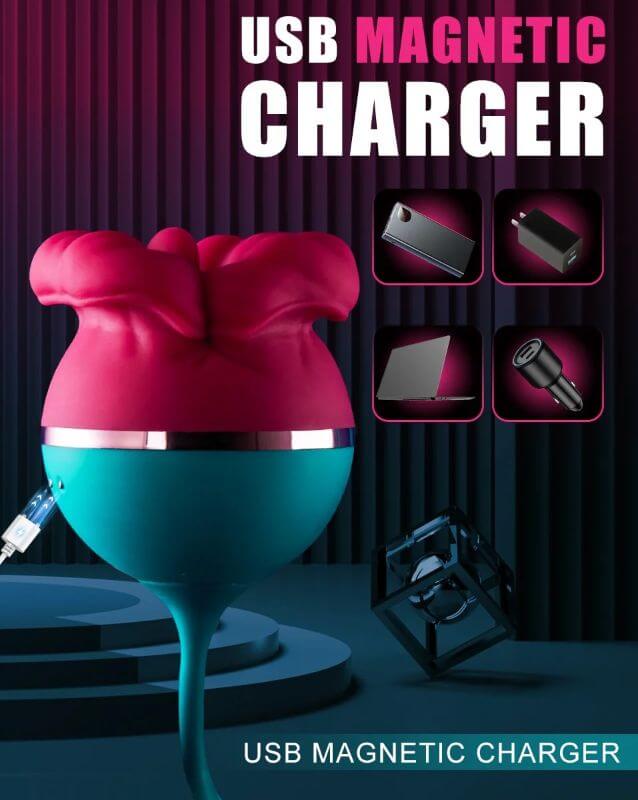 Mouth Shape Rose Toy With Dildo