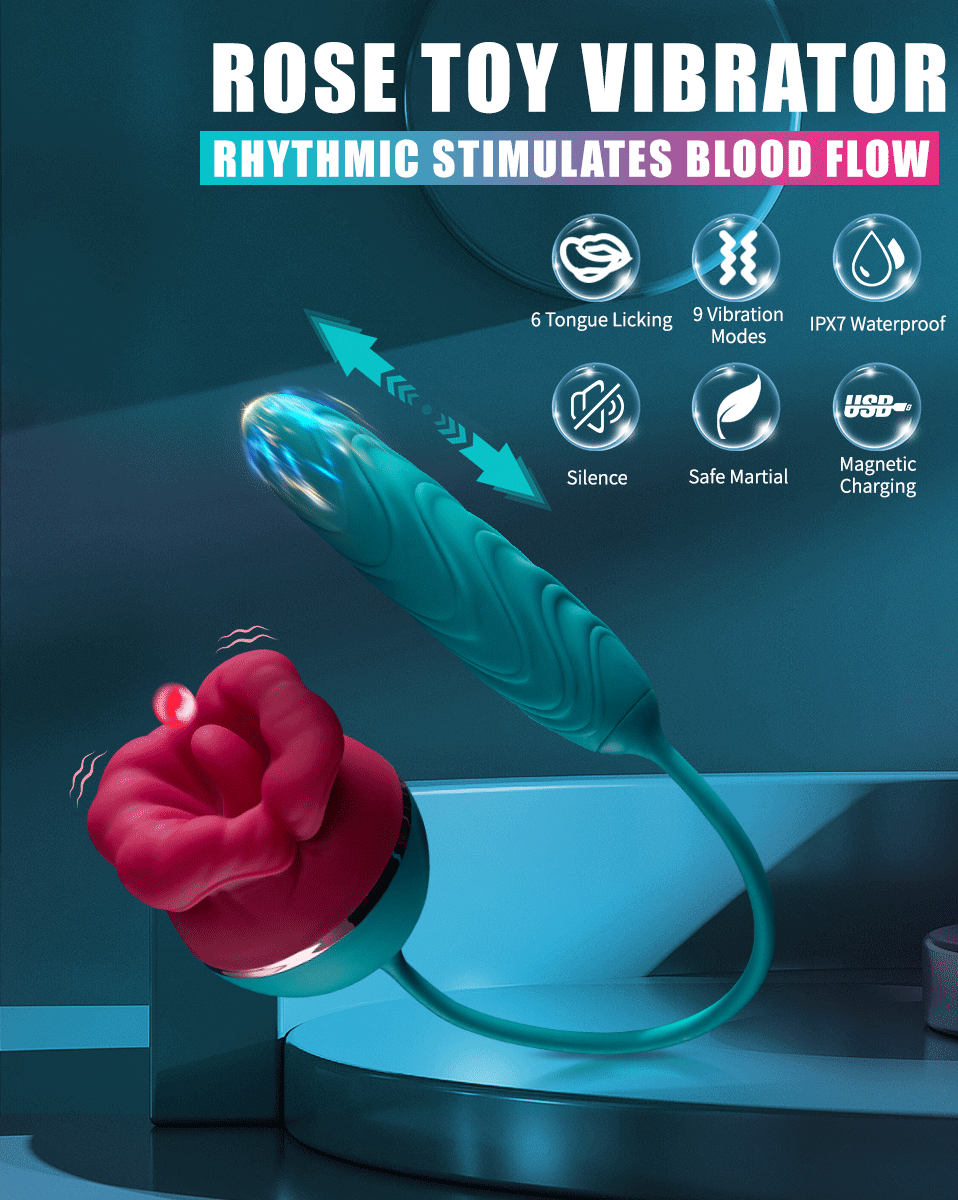 Mouth Shape Rose Toy With Dildo