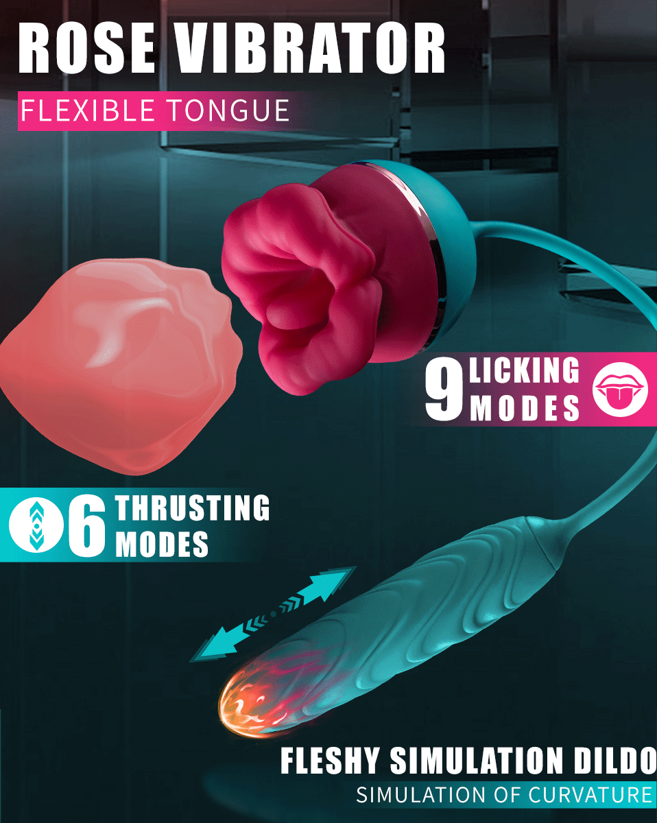Mouth Shape Rose Toy With Dildo