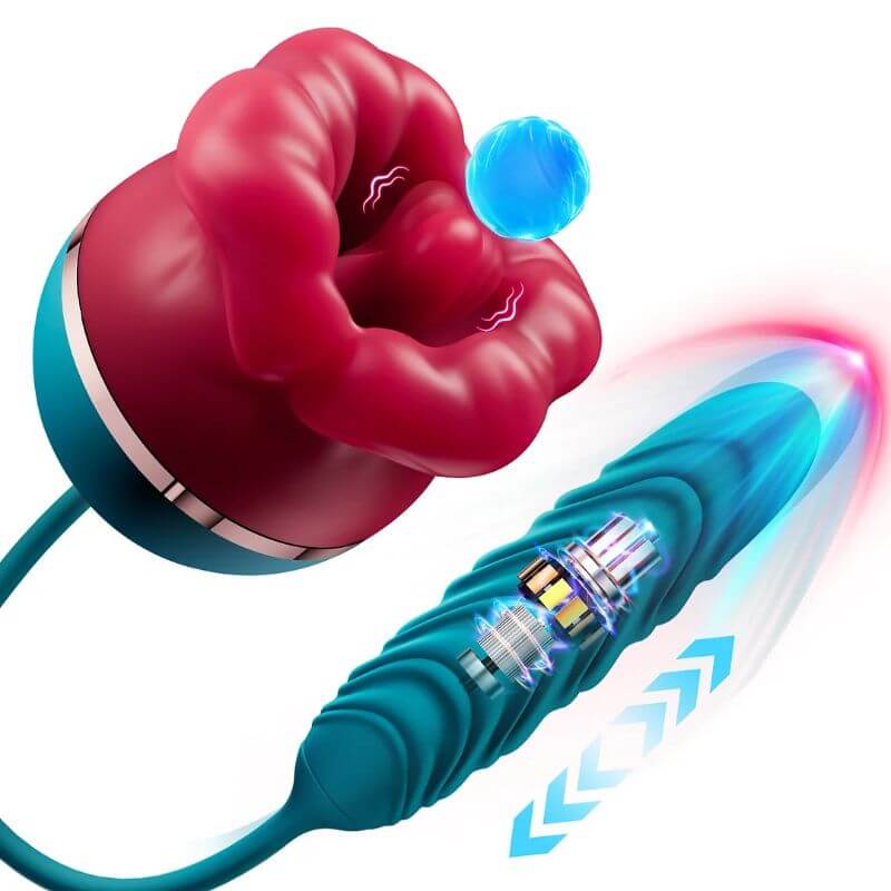 Mouth Shape Rose Toy With Dildo