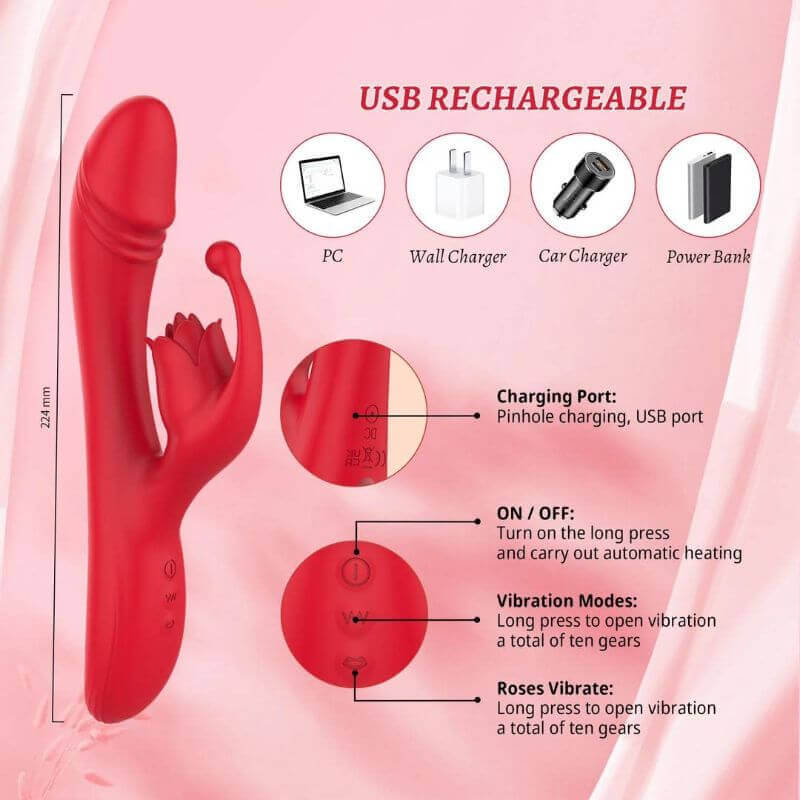 3-in-1 Rose Dildo