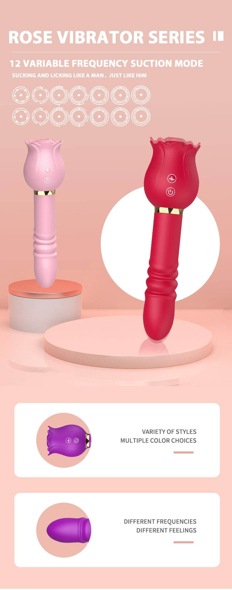 rose telescopic toy vibration suction